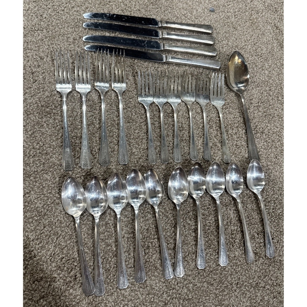 Oneida Community Clarion Par Plate Dinner Forks Knives Spoons 25 Pieces